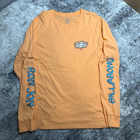 Billabong Ron Jon Surf Shop Long Sleeve Graphic T-Shirt Mens XL Orange Peach - Picture 2 of 5
